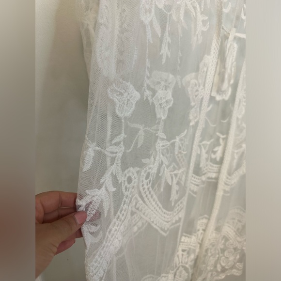 Boho Lace Cover Up Maxi White Beach Swimwear Summer  Duster Sexy Kimono - Picture 12 of 16